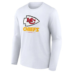 Kansas City Chiefs Logo Team Lockup Long Sleeve T-Shirt - White for sale