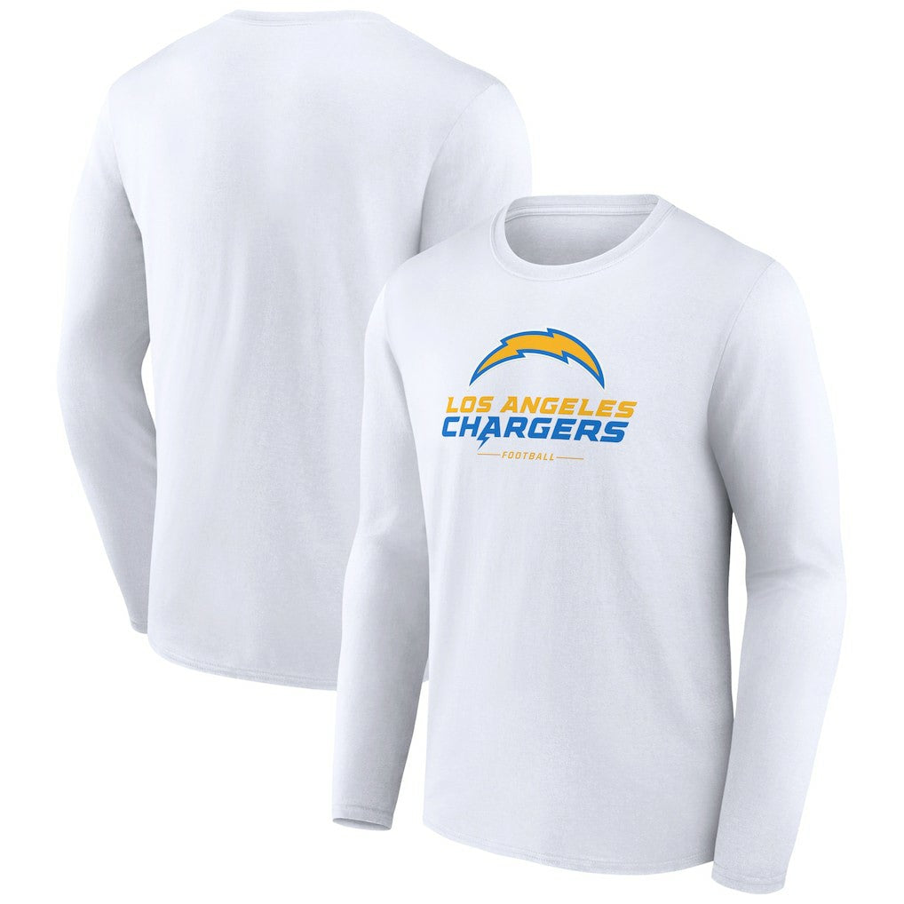 Los Angeles Chargers Logo Team Lockup Long Sleeve T-Shirt - White on sale