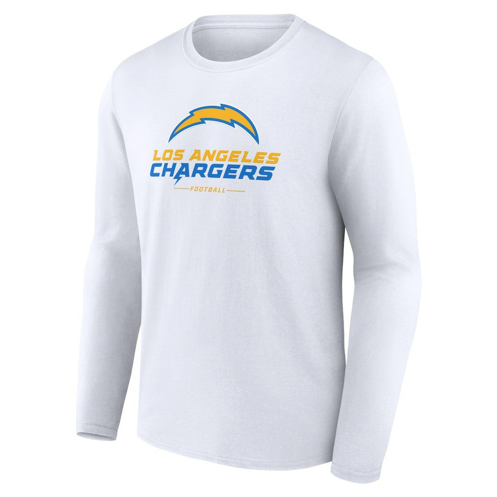 Los Angeles Chargers Logo Team Lockup Long Sleeve T-Shirt - White on sale