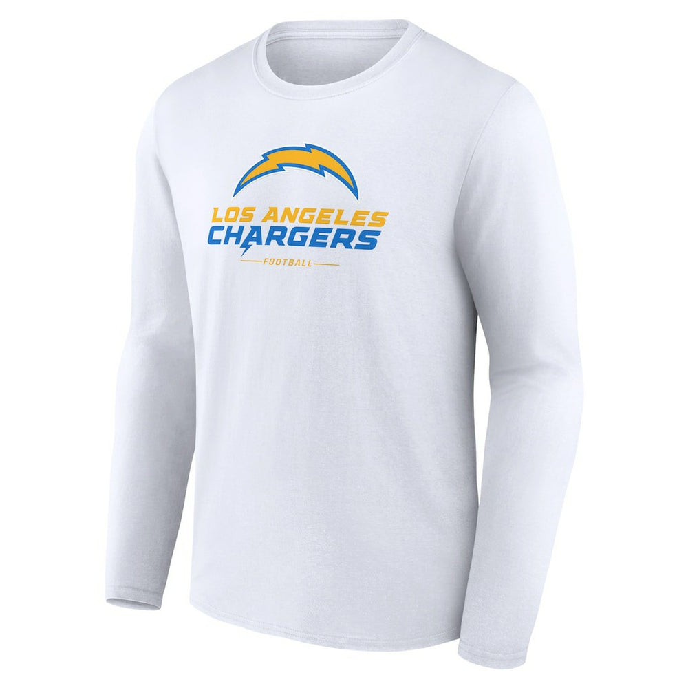 Los Angeles Chargers Logo Team Lockup Long Sleeve T-Shirt - White on sale