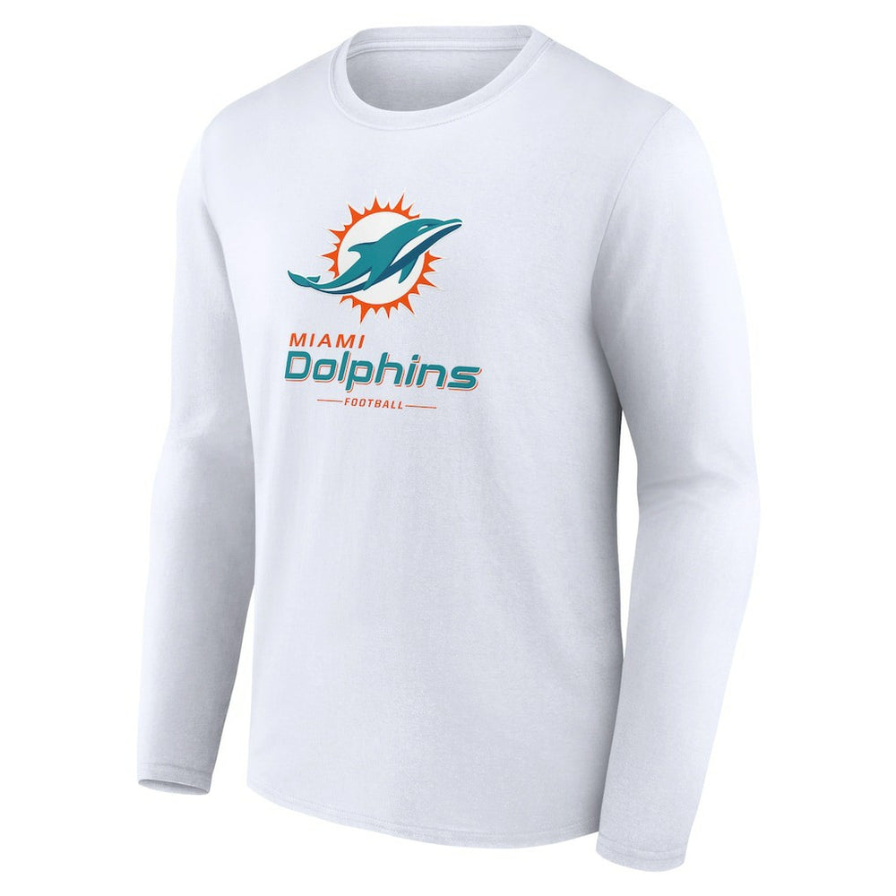 Miami Dolphins Logo Team Lockup Long Sleeve T-Shirt - White cheap