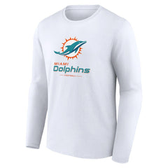 Miami Dolphins Logo Team Lockup Long Sleeve T-Shirt - White cheap