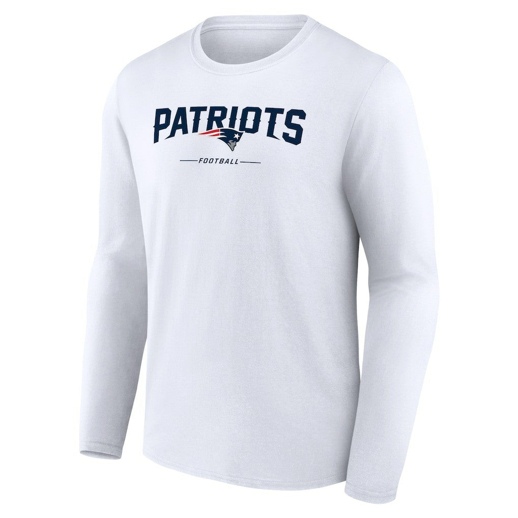 New England Patriots Logo Team Lockup Long Sleeve T-Shirt - White cheap