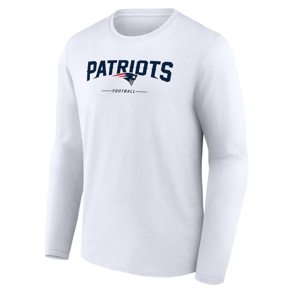 New England Patriots Logo Team Lockup Long Sleeve T-Shirt - White cheap