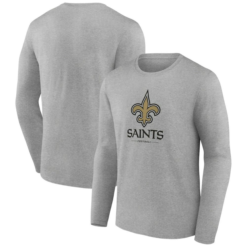 New Orleans Saints Logo Team Lockup Long Sleeve T-Shirt - Gray on sale