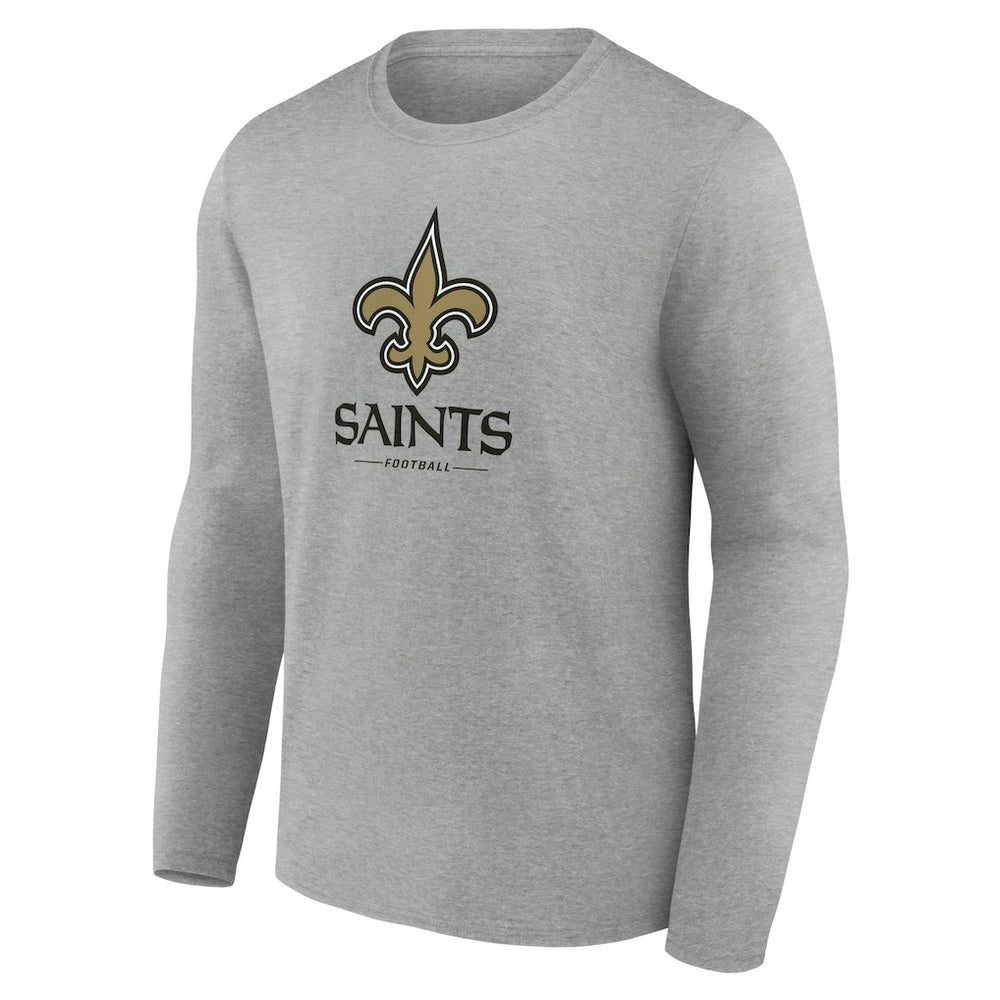 New Orleans Saints Logo Team Lockup Long Sleeve T-Shirt - Gray on sale