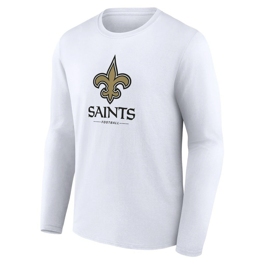 New Orleans Saints Logo Team Lockup Long Sleeve T-Shirt - White on sale