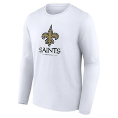 New Orleans Saints Logo Team Lockup Long Sleeve T-Shirt - White on sale