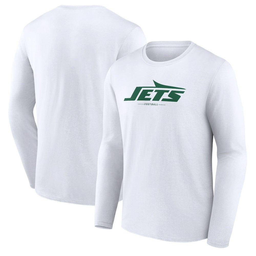 New York Jets Logo Team Lockup Long Sleeve T-Shirt - White discount