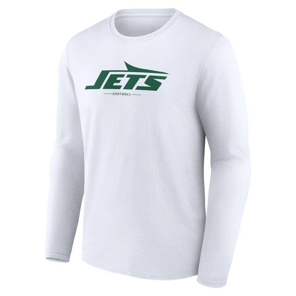 New York Jets Logo Team Lockup Long Sleeve T-Shirt - White discount