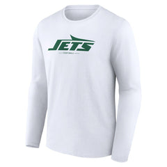 New York Jets Logo Team Lockup Long Sleeve T-Shirt - White discount