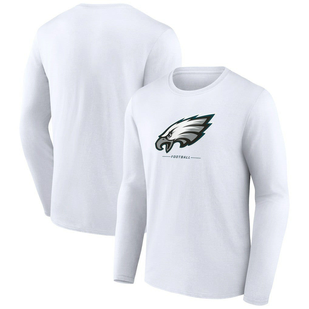 Philadelphia Eagles Logo Team Lockup Long Sleeve T-Shirt - White discount