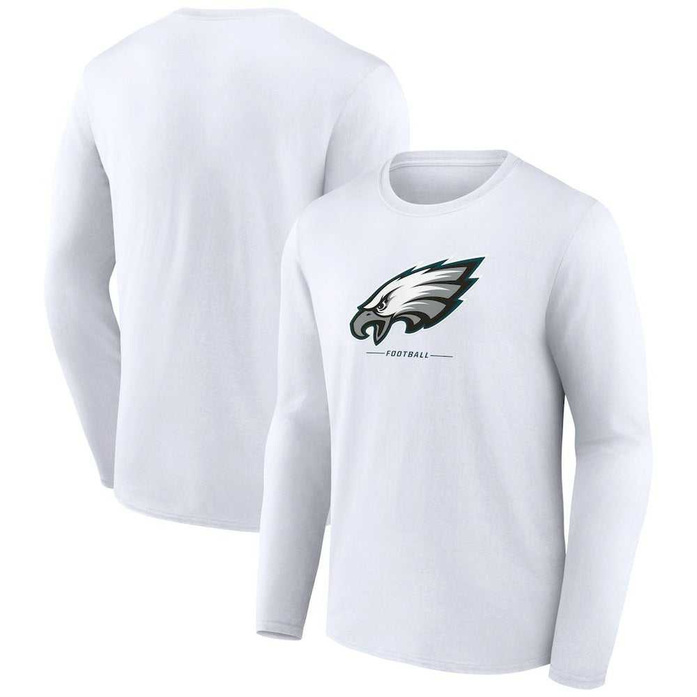 Philadelphia Eagles Logo Team Lockup Long Sleeve T-Shirt - White discount
