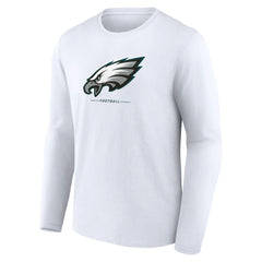 Philadelphia Eagles Logo Team Lockup Long Sleeve T-Shirt - White discount