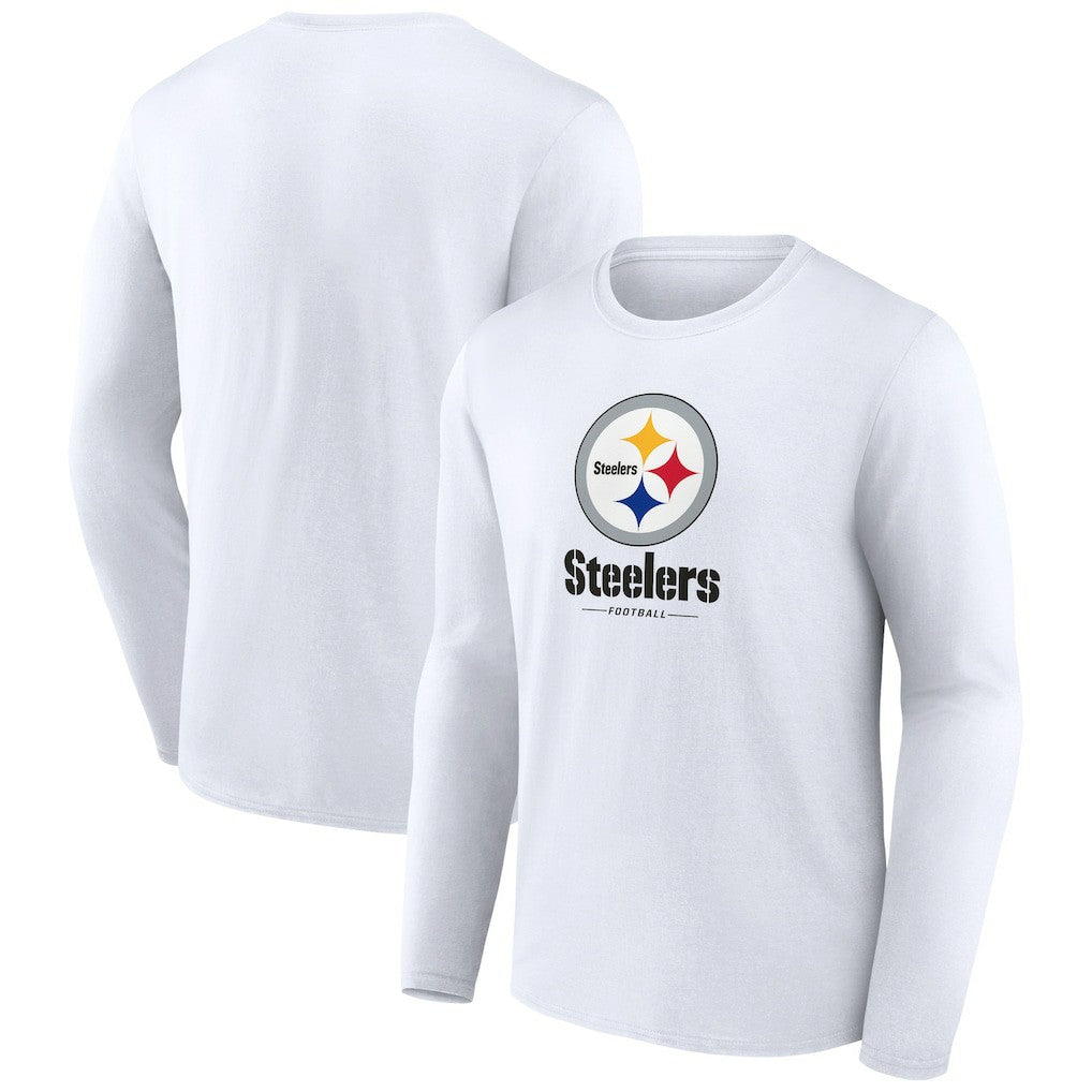 Pittsburgh Steelers Logo Team Lockup Long Sleeve T-Shirt - White online