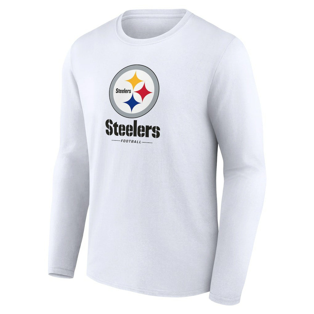 Pittsburgh Steelers Logo Team Lockup Long Sleeve T-Shirt - White online