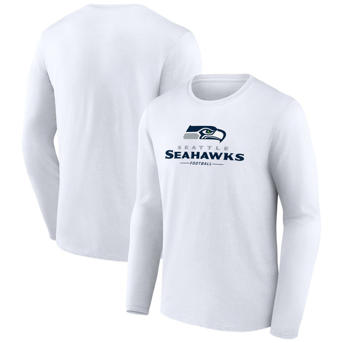 Seattle Seahawks Logo Team Lockup Long Sleeve T-Shirt - White sale