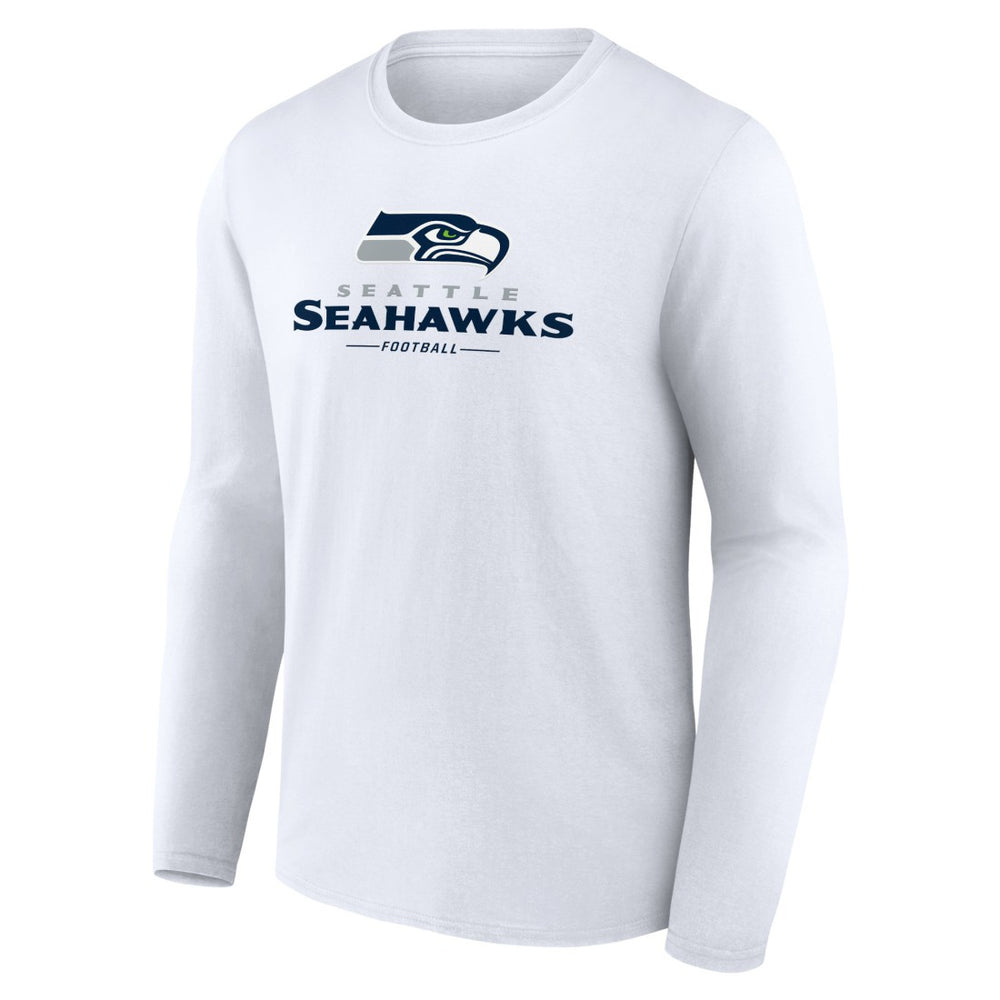 Seattle Seahawks Logo Team Lockup Long Sleeve T-Shirt - White sale
