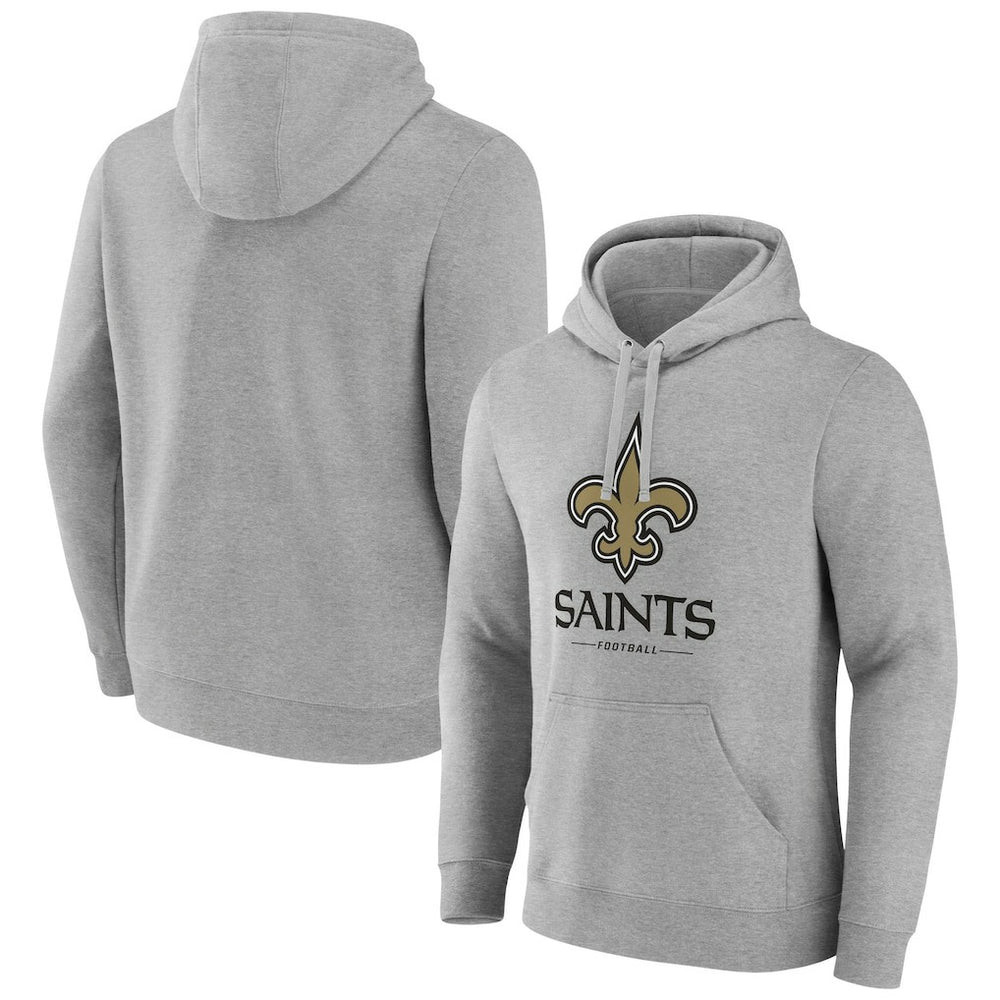 New Orleans Saints Primary Logo Team Lockup Fitted Pullover Hoodie - Gray online