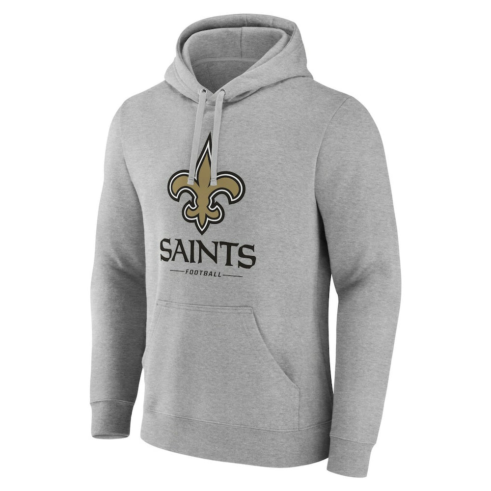 New Orleans Saints Primary Logo Team Lockup Fitted Pullover Hoodie - Gray online
