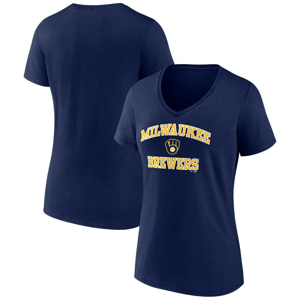 Milwaukee Brewers Women's Heart and Soul V-Neck T-Shirt - Navy