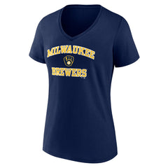 Milwaukee Brewers Women's Heart and Soul V-Neck T-Shirt - Navy