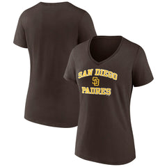 San Diego Padres Women's Heart and Soul V-Neck T-Shirt - Brown