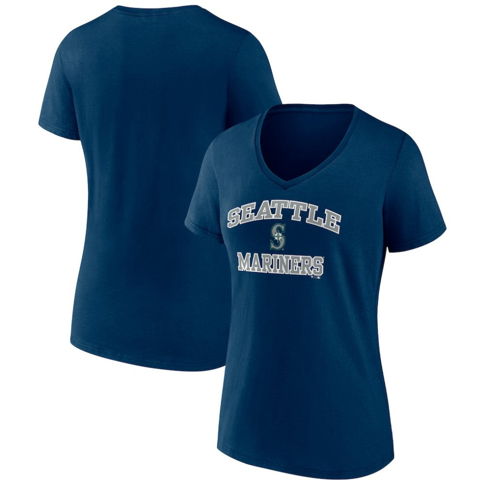 Seattle Mariners Women's Heart and Soul V-Neck T-Shirt - Navy