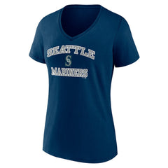 Seattle Mariners Women's Heart and Soul V-Neck T-Shirt - Navy