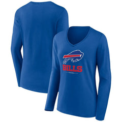 Buffalo Bills Women's Logo Team Lockup Long Sleeve V-Neck T-Shirt - Royal online