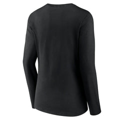 Carolina Panthers Women's Logo Team Lockup Long Sleeve V-Neck T-Shirt - Black on sale