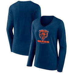 Chicago Bears Women's Logo Team Lockup Long Sleeve V-Neck T-Shirt - Navy online