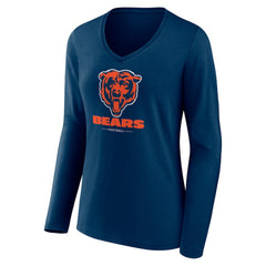 Chicago Bears Women's Logo Team Lockup Long Sleeve V-Neck T-Shirt - Navy online