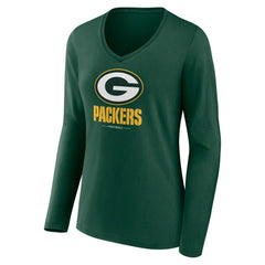 Green Bay Packers Women's Logo Team Lockup Long Sleeve V-Neck T-Shirt - Green online