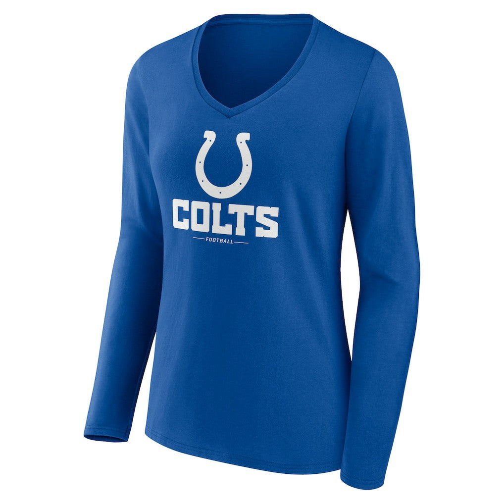 Indianapolis Colts Women's Logo Team Lockup Long Sleeve V-Neck T-Shirt - Royal sale