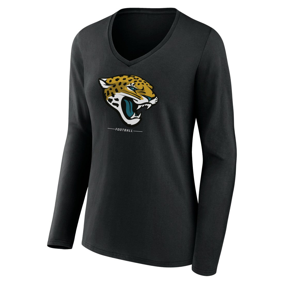 Jacksonville Jaguars Women's Logo Team Lockup Long Sleeve V-Neck T-Shirt - Black outlet