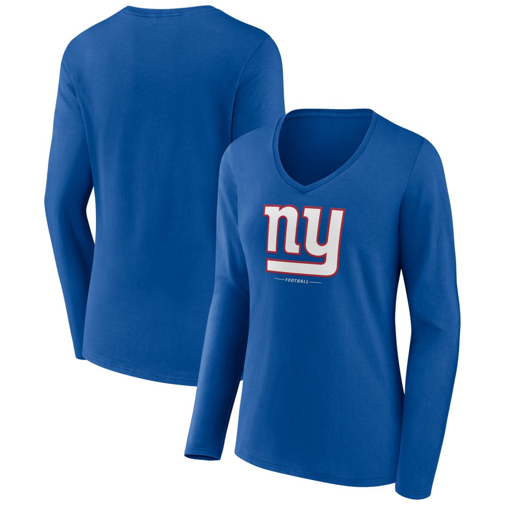 New York Giants Women's Logo Team Lockup Long Sleeve V-Neck T-Shirt - Royal online