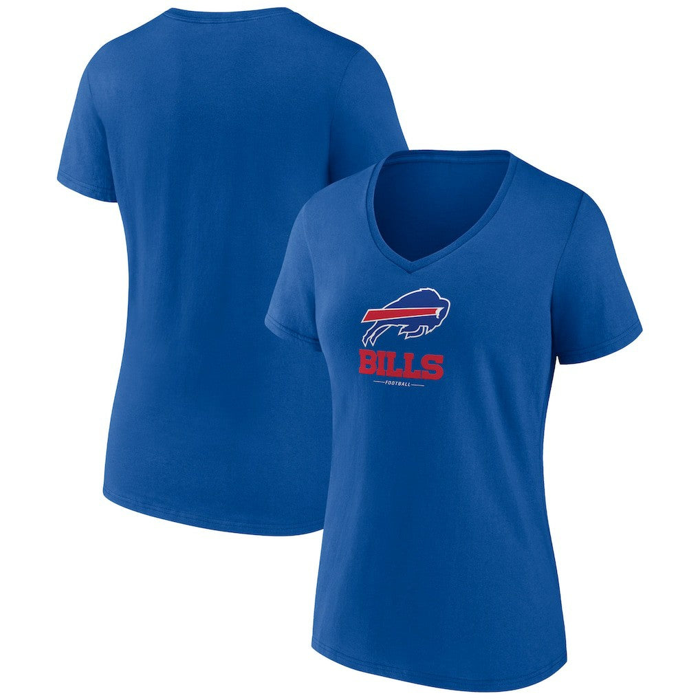 Buffalo Bills Women's Logo Team Lockup V-Neck T-Shirt - Royal cheap