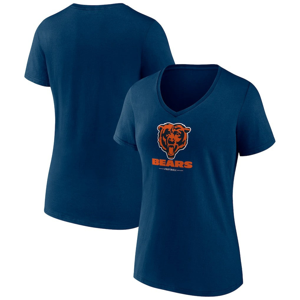 Chicago Bears Women's Logo Team Lockup V-Neck T-Shirt - Navy cheap