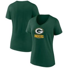 Green Bay Packers Women's Logo Team Lockup V-Neck T-Shirt - Green outlet
