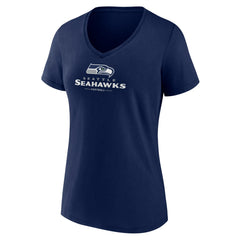 Seattle Seahawks Women's Logo Team Lockup V-Neck T-Shirt - College Navy discount