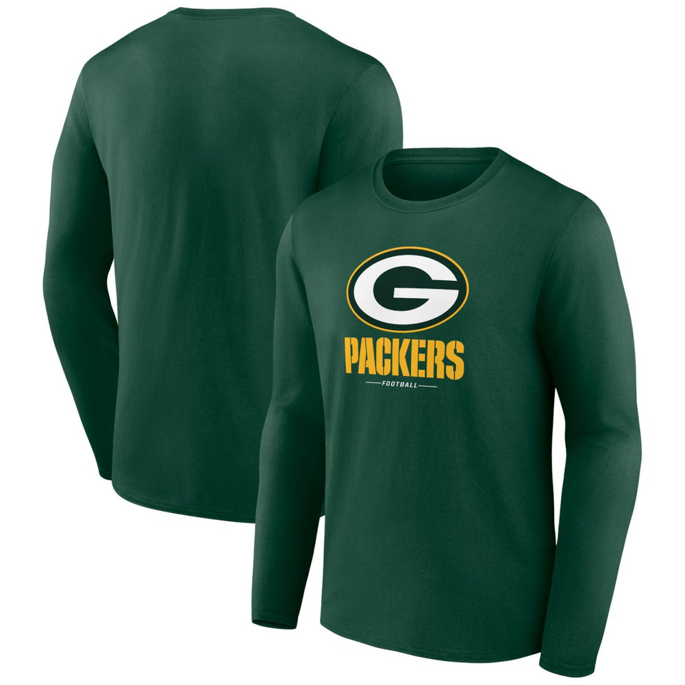 Green Bay Packers Logo Team Lockup Long Sleeve T-Shirt - Green sale