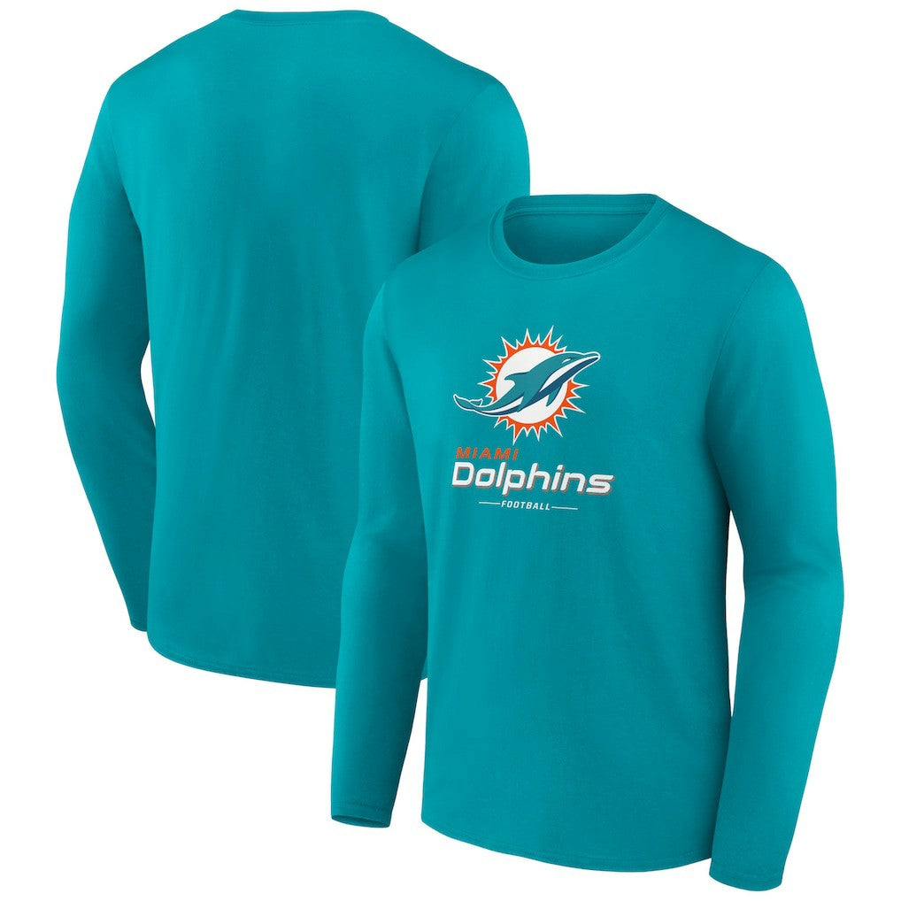 Miami Dolphins Logo Team Lockup Long Sleeve T-Shirt - Aqua outlet