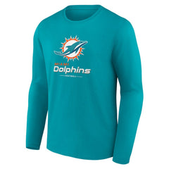 Miami Dolphins Logo Team Lockup Long Sleeve T-Shirt - Aqua outlet