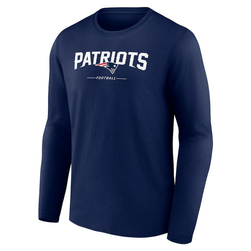 New England Patriots Logo Team Lockup Long Sleeve T-Shirt - Navy sale