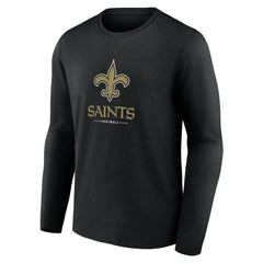 New Orleans Saints Logo Team Lockup Long Sleeve T-Shirt - Black online