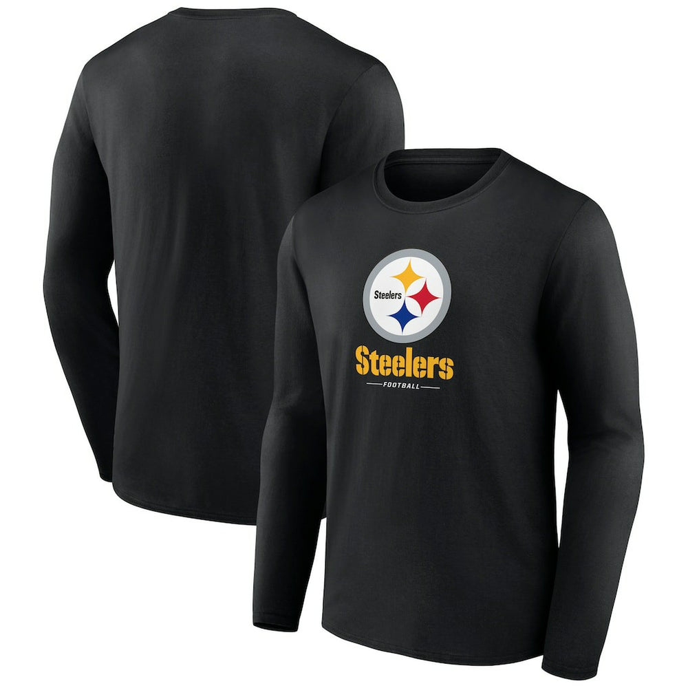 Pittsburgh Steelers Logo Team Lockup Long Sleeve T-Shirt - Black sale