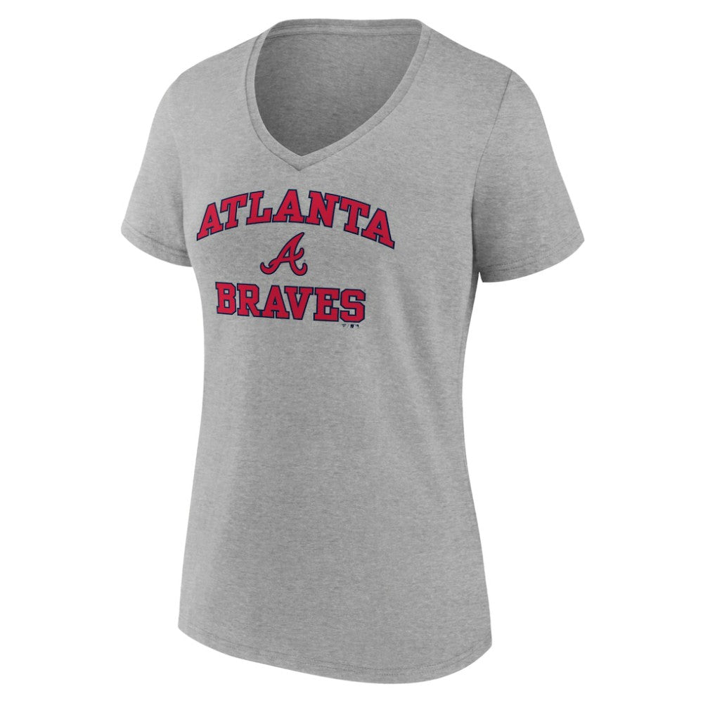 Atlanta Braves Women's Heart and Soul V-Neck T-Shirt - Gray