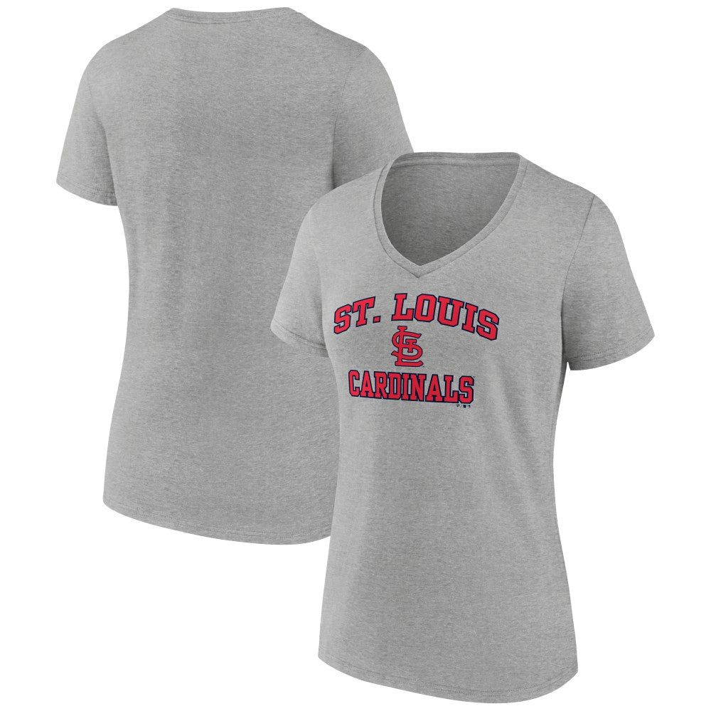 St. Louis Cardinals Women's Heart and Soul V-Neck T-Shirt - Gray