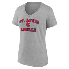 St. Louis Cardinals Women's Heart and Soul V-Neck T-Shirt - Gray